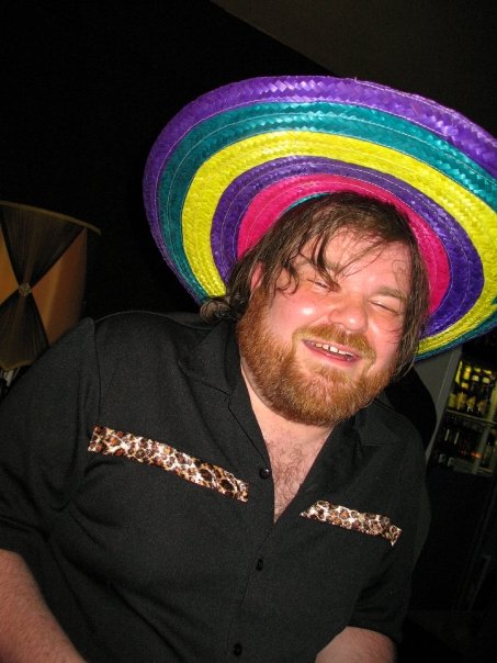 drunk guy in a funny sombrero